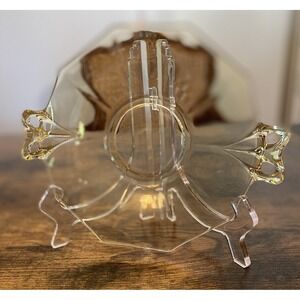 Fostoria Depression Glass Plate with Handles Octagon Topaz Yellow Vintage Small